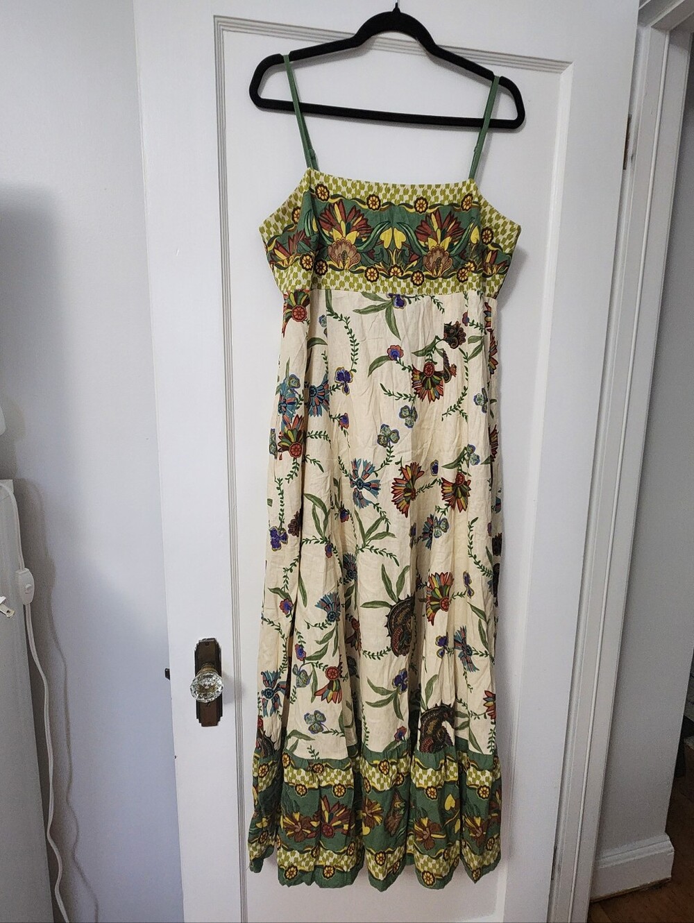 Caroline Constants Linen Blend Tropical Floral Midi Dress size large